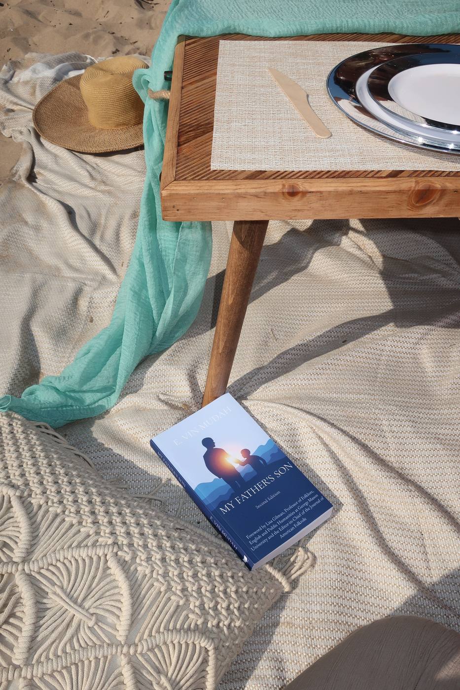 Overhead detail of a styled picnic table